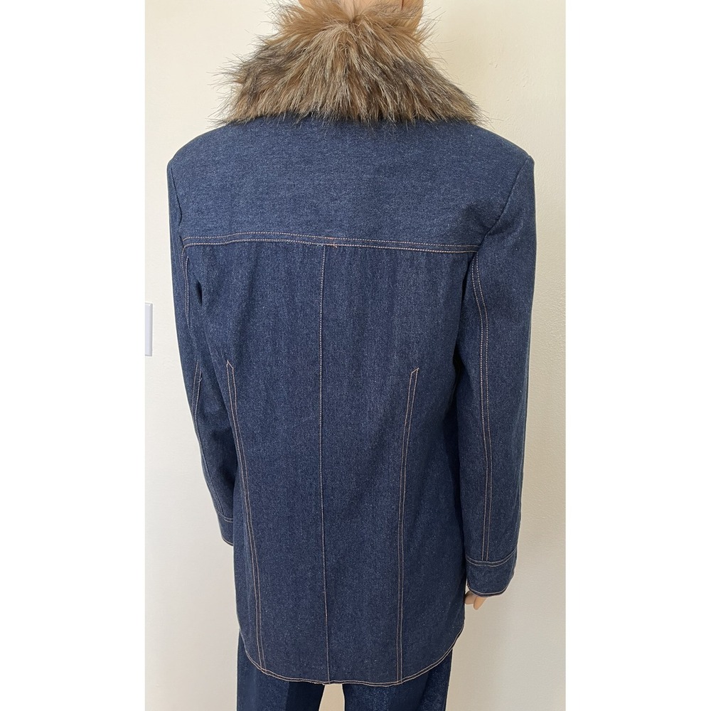 Vintage 80s Terry Lewis Denim Faux Trim Button Up Womens Blazer Jacket Size S - Picture 7 of 11